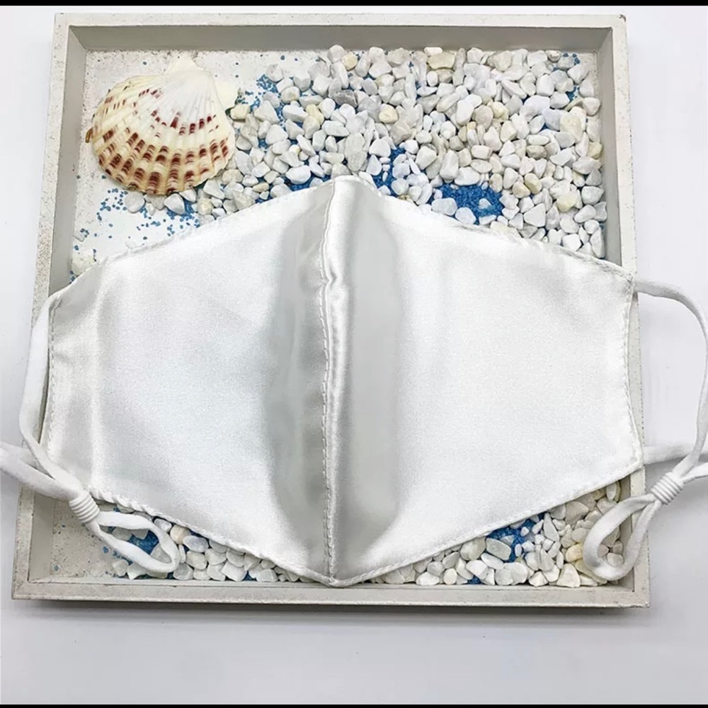 White satin silk face mask